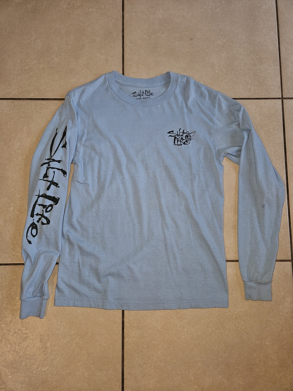Salt Life Light Blue Long Sleeve Tee with Black Logo Print